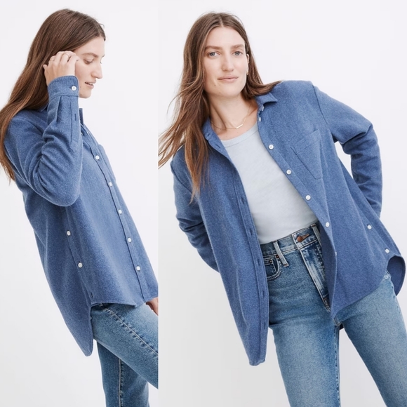 Madewell side button oversized ex boyfriend flannel - Picture 1 of 14